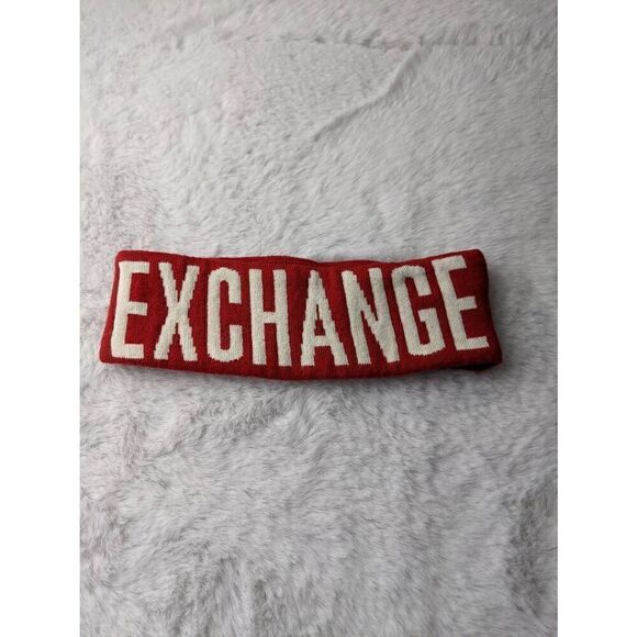 Vintage Armani Exchange Red‎ Off White Headband Winter Knitwear Ear Warmers main image 6